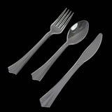 24 Pack 7inch Clear Disposable Plastic Cutlery Set With Fan Flared Tip Handle Heavy Duty Fork Spoon