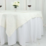 72x72Inch Ivory Accordion Crinkle Taffeta Table Overlay, Square Tablecloth Topper