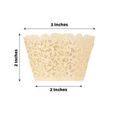 25 Pack | Ivory Lace Laser Cut Paper Cupcake Wrappers, Muffin Baking Cup Trays