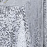 60"X126" Premium Lace White Rectangular Oblong Tablecloth