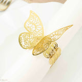 12 Pack | Metallic Gold Foil Laser Cut Butterfly Paper Napkin Rings, Chair Sash Bows