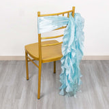 5 Pack Light Blue Curly Willow Chiffon Satin Chair Sashes