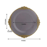 10 Pack Transparent Black Disposable Salad Plates Gold Leaf Embossed Baroque Rim