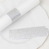 50 Pack Silver Glitter Paper Napkin Holders, 1.5inch Disposable Napkin Rings