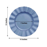 10 Pack | 11 Ocean Blue Disposable Dinner Plates With Gold Ruffled Rim, Round Plastic Party Plates