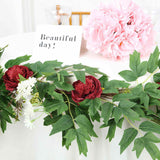 6ft | Burgundy Artificial Peony/Foliage Hanging Flower Garland Vine