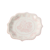 25-Pack Paper Dinner Plates in White Pink Damask Floral Pattern