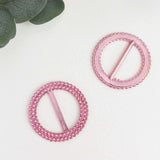 Pink Diamond Circle Napkin Ring Pin Brooch, Rhinestone Chair Sash Bow Buckle