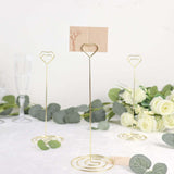 10 Pack | Gold Metal 8" Heart Card Holder Stands, Table Number Stands, Wedding Table Place Card Menu Clips