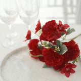 3 Pack | 14inch Red Artificial Silk Carnation Flower Arrangements