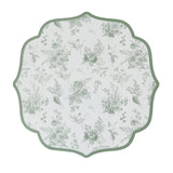 10 Pack Disposable Charger Plates with Sage Green French Toile Pattern, Cardboard Paper#whtbkgd_99