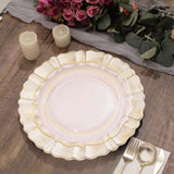 6 Pack | 13inch Round Beige Acrylic Plastic Dinner Plate Chargers With Gold Brushed