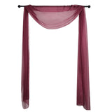 18ft | Burgundy Wedding Arch Drapery Fabric Window Scarf Valance, Sheer Organza Linen