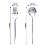 24 Pack | Metallic Silver Premium Plastic Utensil Set