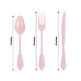 72 Pack Blush Plastic Silverware Set in Baroque Style, Heavy Duty Disposable Forks