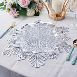 6 Pack Silver Metallic Vinyl Placemats, Snowflake Non-Slip Winter Wonderland Table Mats 18"