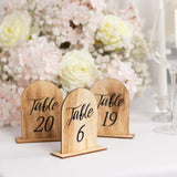 20 Pack Natural Rustic Wooden Arch 1-20 Table Numbers With Holder Base - 4.5inch Tall