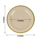 10 Pack | 7inch Regal Taupe and Gold Round Plastic Dessert Plates