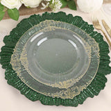 6 Pack 13inch Hunter Emerald Green Round Reef Acrylic Plastic Charger Plates, Dinner Charger Plates