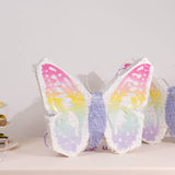 Expandable White Lilac Paper Butterfly Pinata Hanging Decor with Pastel Colored Wings, Fairy Themed