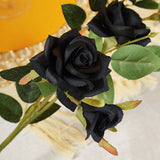 2 Stems | 38inch Tall Black Artificial Silk Rose Flower Bouquet Bushes