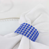 10 Pack Royal Blue Diamond Rhinestone Napkin Ring With Velcro