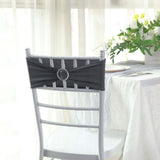 5 pack | 5x14inch Charcoal Gray Spandex Stretch Chair Sash with Silver Diamond Ring Slide Buckle