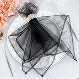 10 Pack | Black Sheer Organza Decorative Dinner Table Napkins - 23x23inch