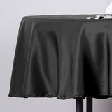 90" Black Polyester Round Tablecloth