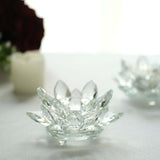 Clear 4.5inch Crystal Glass Lotus Flower Votive Candle Holders, Tealight Taper Candle Stands