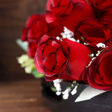 12 Bushes | Red, Black Artificial Premium Silk Flower Rose Bud Bouquets