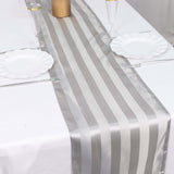 12x108inch Silver Satin Stripe Table Runner, Elegant Tablecloth Runner