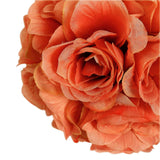 2 Pack 7inch Terracotta Rust Artificial Silk Rose Kissing Ball, Faux Flower Ball