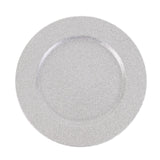 6 Pack | 13inch Silver Dust Free Glitter Acrylic Plastic Round Charger Plates#whtbkgd