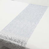 Metallic Silver Sequin Mesh Polyester Table Runner - 11x108inch