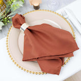 5 Pack Terracotta (Rust) Premium Polyester Dinner Napkins, Seamless Cloth Napkins