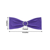 5 pack | 5"x14" Purple Spandex Stretch Chair Sash with Silver Diamond Ring Slide Buckle