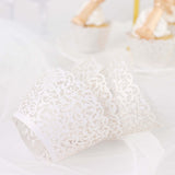 25 Pack | White Lace Laser Cut Paper Cupcake Wrappers, Muffin Baking Cup Trays