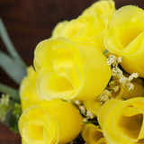 12 Bushes | Yellow Artificial Premium Silk Flower Rose Bud Bouquets