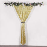 8ftx8ft Gold Geometric Sequin Event Curtain Drapes with Satin Backing, Seamless Opaque Sparkly