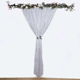 8ftx8ft Silver Geometric Sequin Event Curtain Drapes with Satin Backing, Seamless Opaque Sparkly