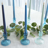 6 Pack Assorted Blue Diamond Pattern Glass Pillar Votive Candle Stands