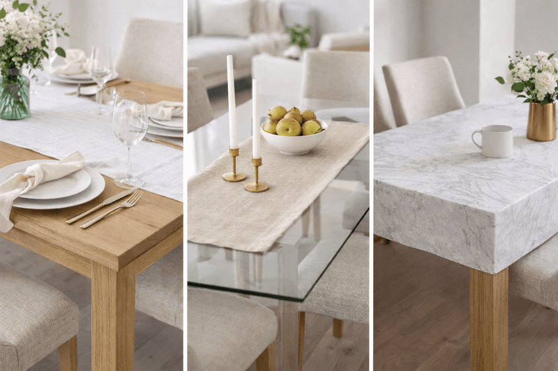 different dining table material