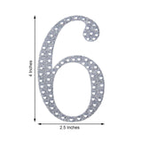 4inch Silver Decorative Rhinestone Number Stickers DIY Crafts - 6