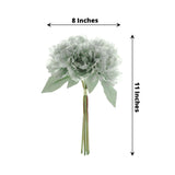 11inch Silver Blue Real Touch Artificial Silk Peonies Flower Bouquet