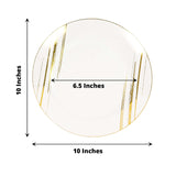 10 Pack | White & Gold Brush Stroked 10inch Round Plastic Dinner Plates