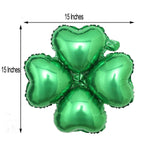 10 Pack | 15inch Shiny Green Four Leaf Clover Shaped Mylar Foil Balloons