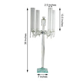 36inc | 4 Arm Premium Crystal Glass Taper Candle Holder Candelabra with Chandelier Chains