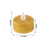 12 Pack | Gold Glitter Flameless LED Candles | Battery Operated Tea Light Candles