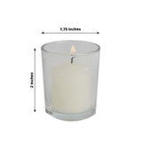 12 Pack | Ivory Votive Candle & Clear Glass Votive Holder Candle Set